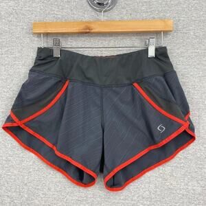 Moving Comfort Shorts Womens Small Gray Orange Trim Athletic Running Gym Fitness
